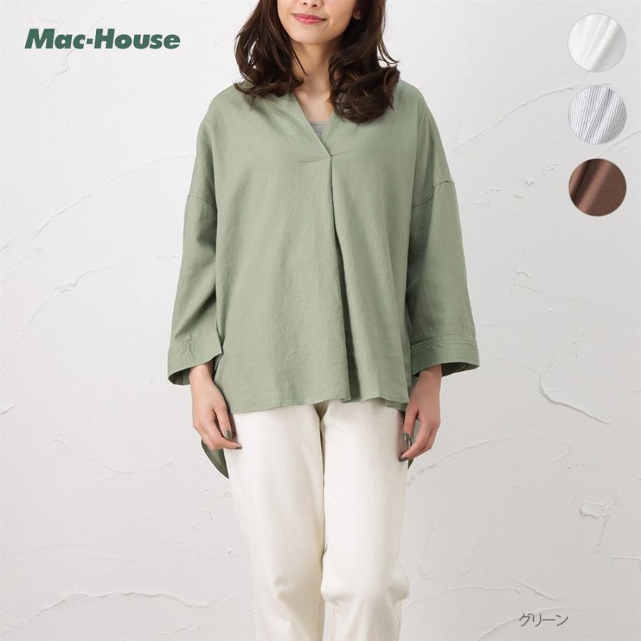NAVY 長袖シャツ スキッパーシャツ レディース トップス : Mac-House 