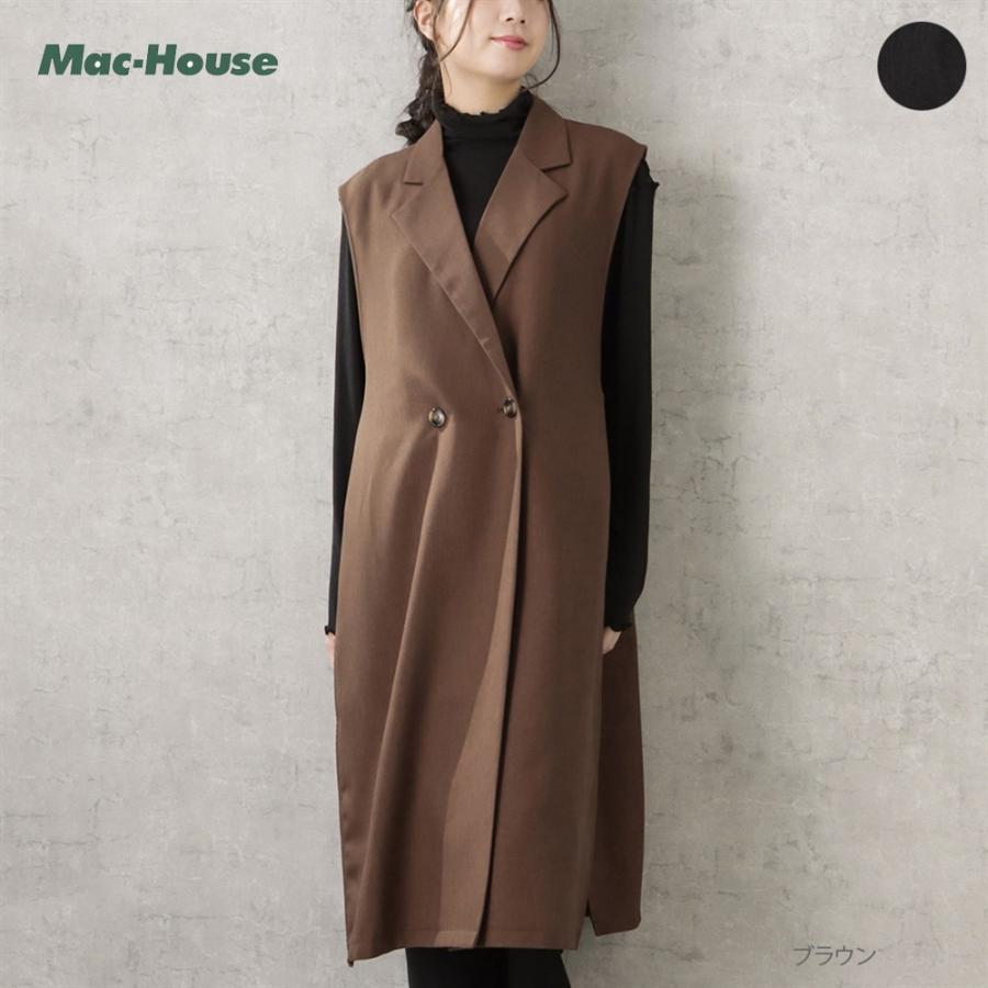 NAVY ベスト ジレ レディース サイドベルト サイドタブ ボタン 襟