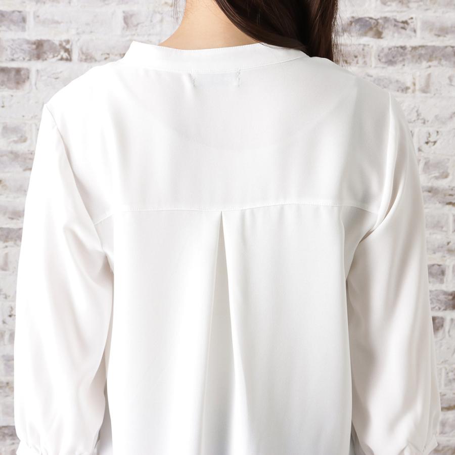 NAVY ブラウス 7分袖 レディース 速乾性 前後差 スリット 無地 Vネック