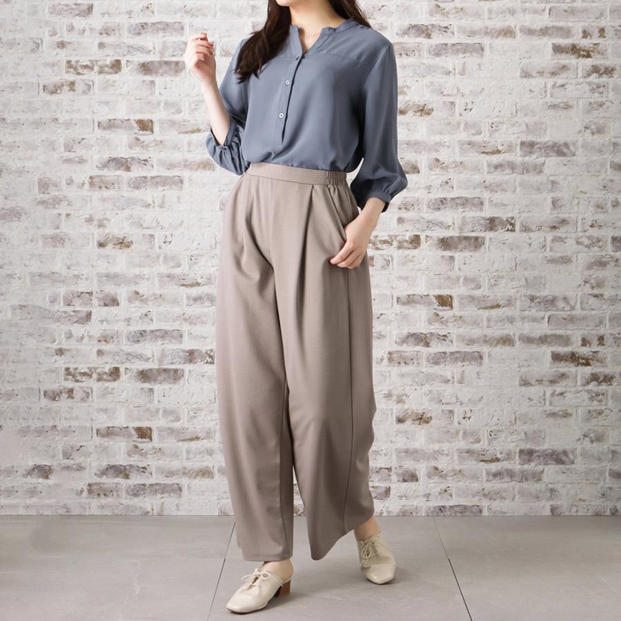 NAVY ブラウス 7分袖 レディース 速乾性 前後差 スリット 無地 Vネック