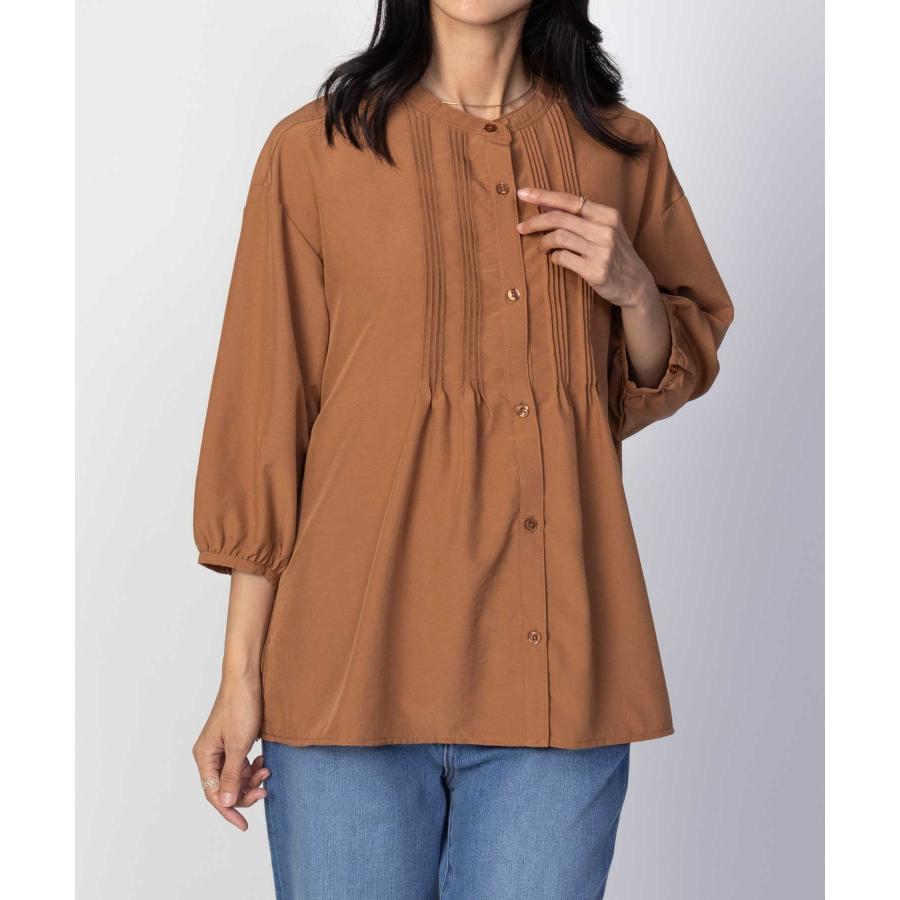 NAVY ブラウス レディース 半袖 5分袖 7分袖 バンドカラー ドロップ