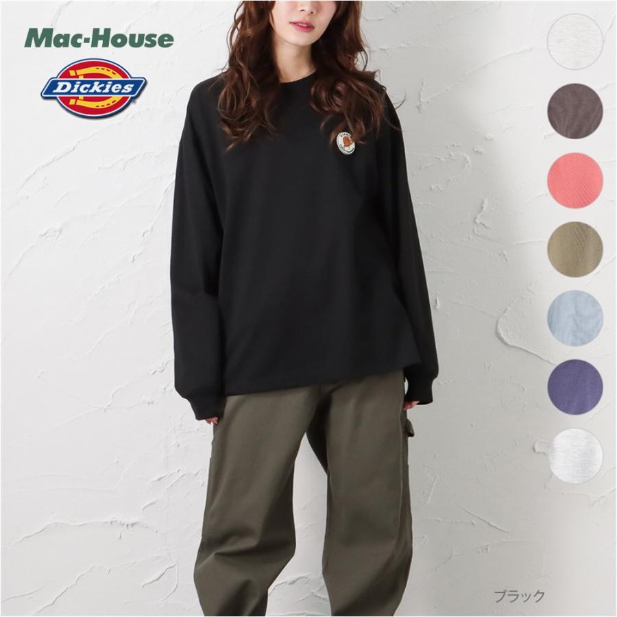 Dickies ディッキーズ 長袖Tシャツ レディース 無地 袖口リブ サイドスリット クルーネック ゆったり ロンT ブランド 人気 トップス ネコポス対応｜machouse