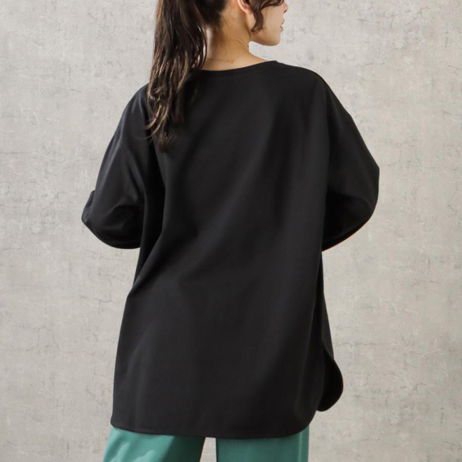 フットボールTシャツ 長袖 レディース 無地 サイドスリット 切替