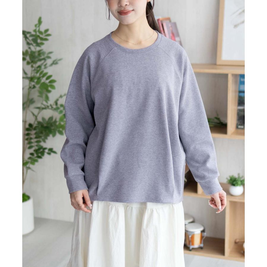 NAVY トレーナー レディース 綿混 異素材切替え クルーネック