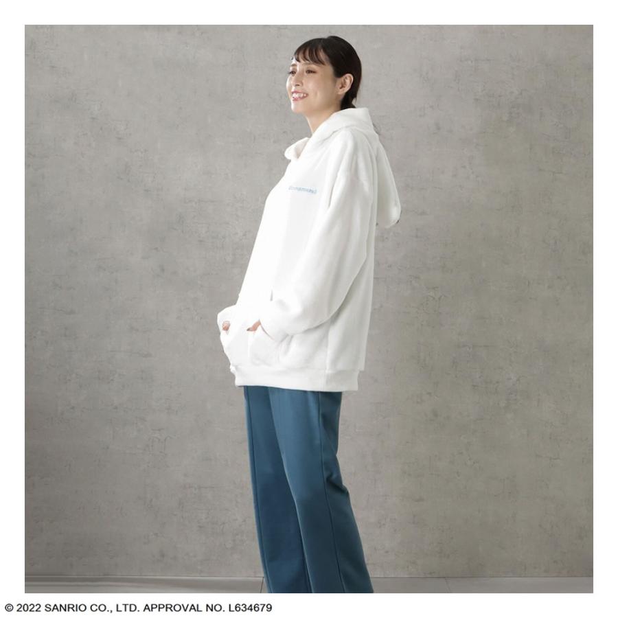 マルボン 半袖パーカー 白 Mサイズ☘️フロント刺繍×背面キャラ✨新品 sanrio サンリオキャラクターズ シナモロール パーカー クリップ付き