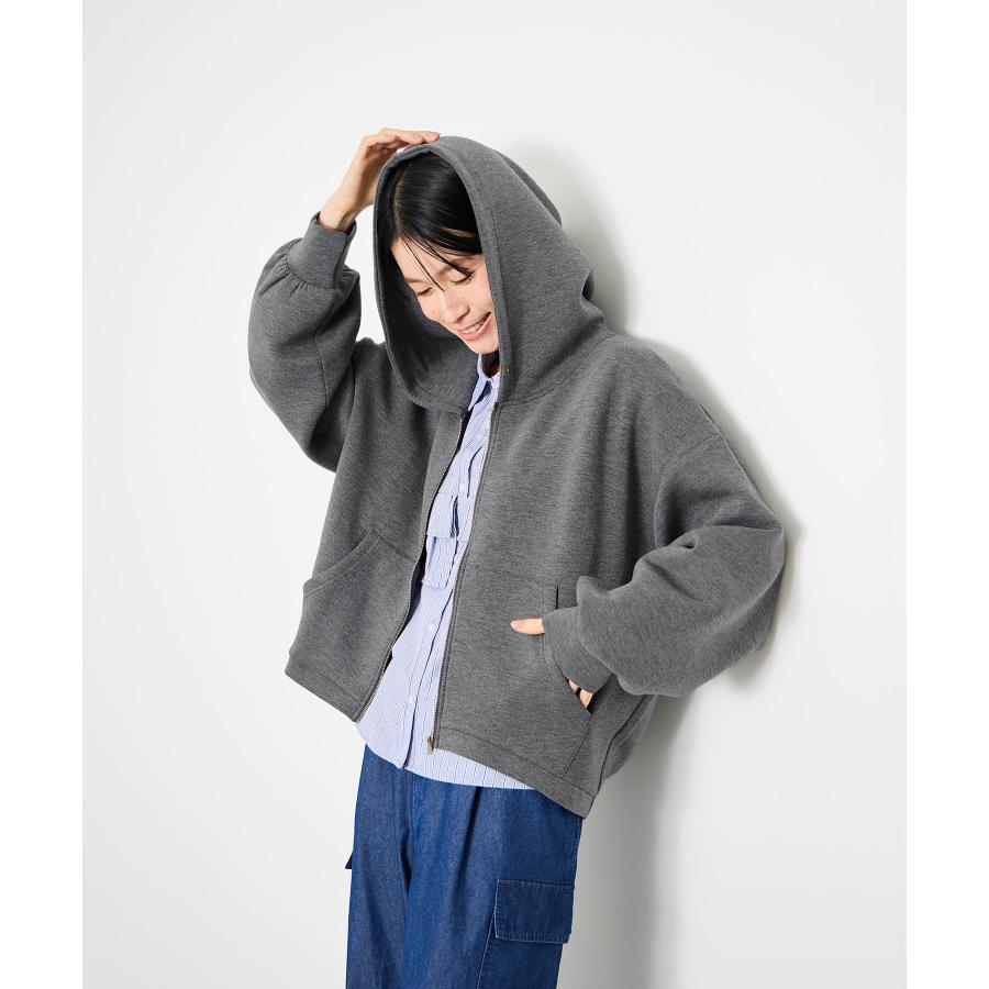 Idnes イドネス パーカー レディース ポンチ素材 ストレッチ 前後差丈
