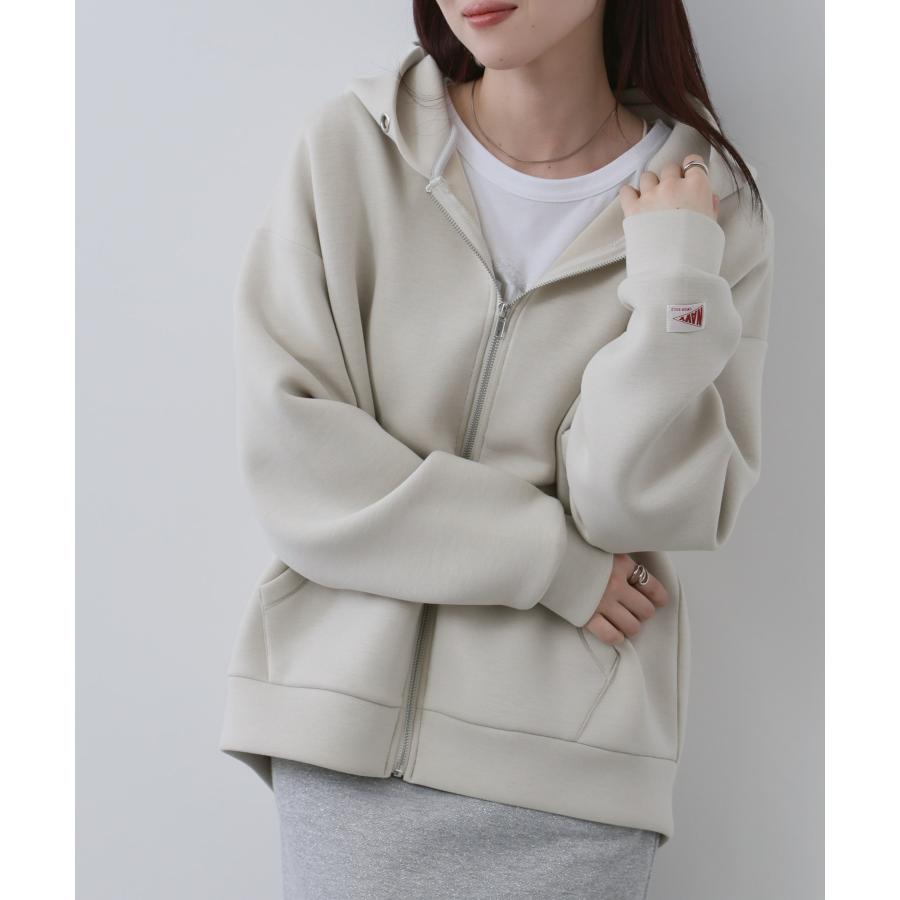NAVY パーカー レディース フーディ カンガルーポケット ワンポイント 