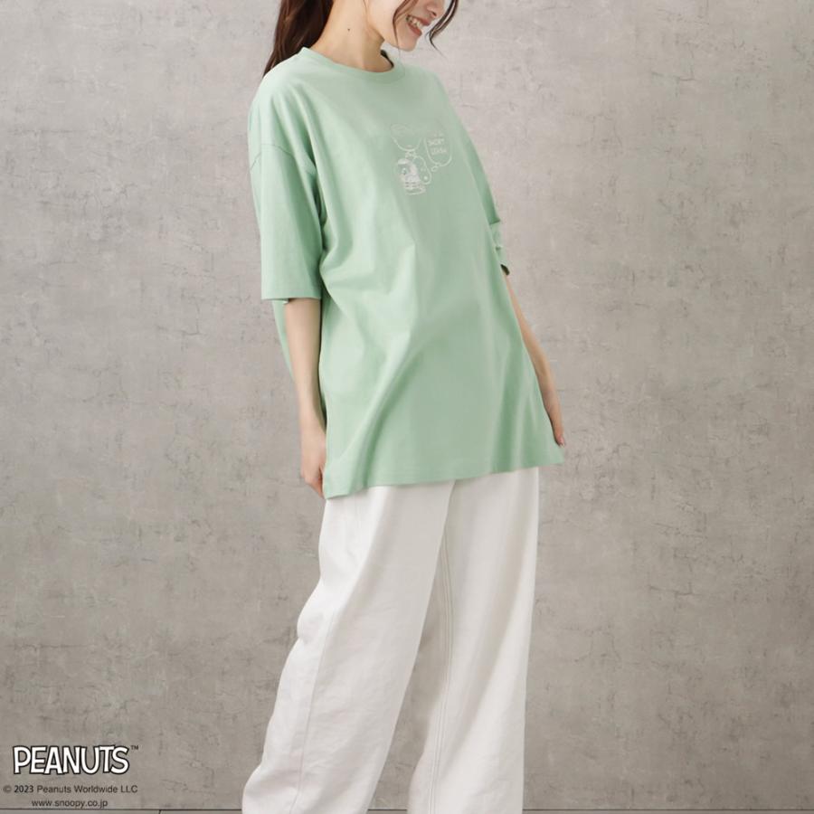 PEANUTS SNOOPY ピーナッツ 半袖Tシャツ 5分袖 レディース 綿100% コットン 天竺 プリント ロゴ キャラクター トップス ネコポス対応｜machouse｜05