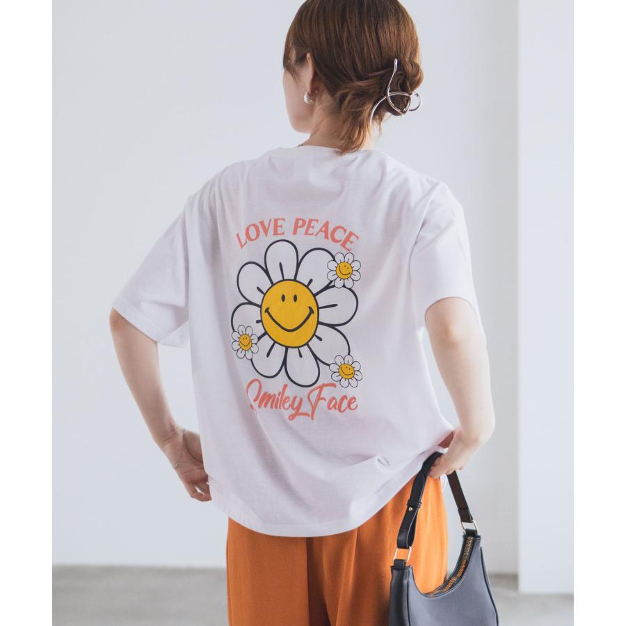 スマイル スマイリーフェイス Tシャツ レディース 半袖 5分袖 綿混 ニコちゃん