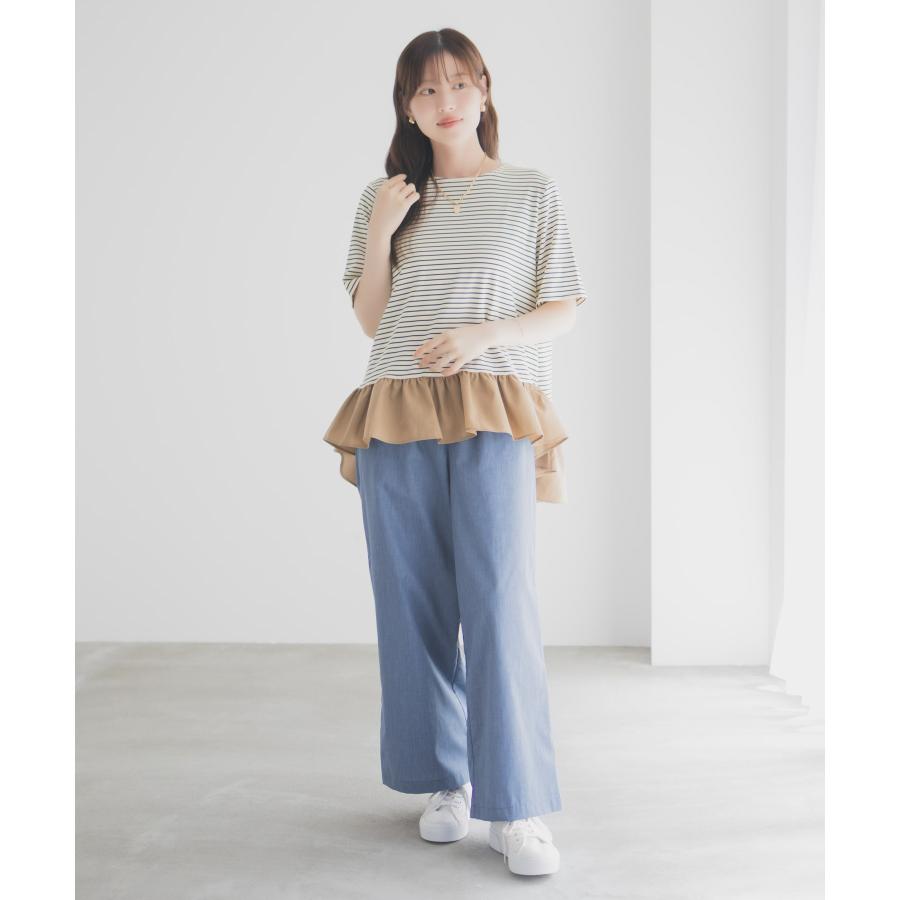 milli de l'air ミリデラール Tシャツ レディース 半袖 裾フリル 前後