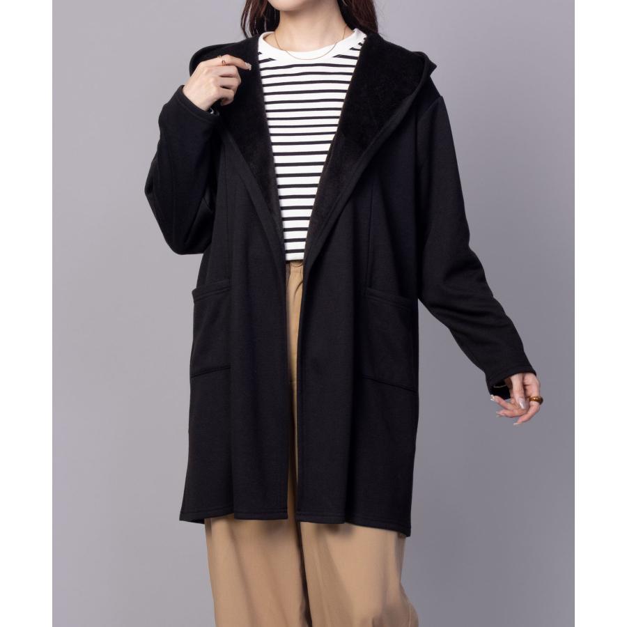 NAVY 裏起毛 カーディガン レディース 暖かい ゆったり シャギー 無地