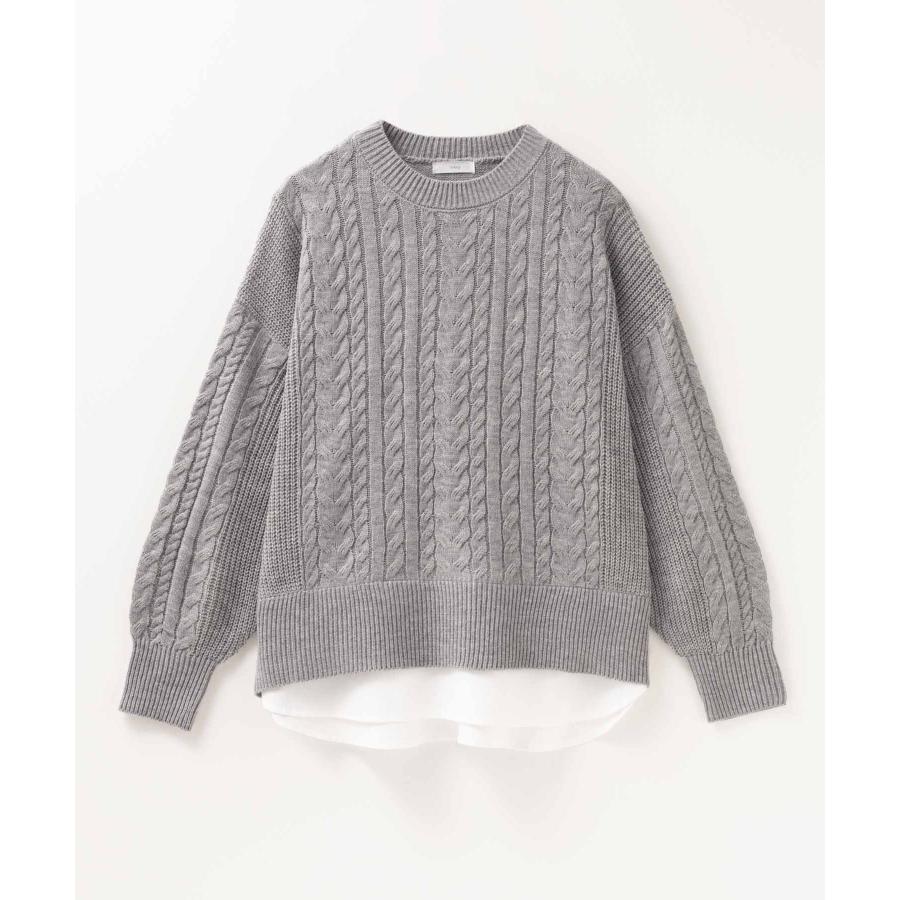 NAVY ニット セーター レディース フェイクレイヤード ケーブル編み