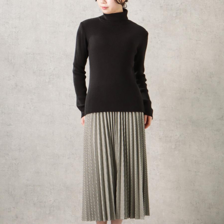 NAVY ニット セーター レディース 長袖 タートルネック ウォッシャブル