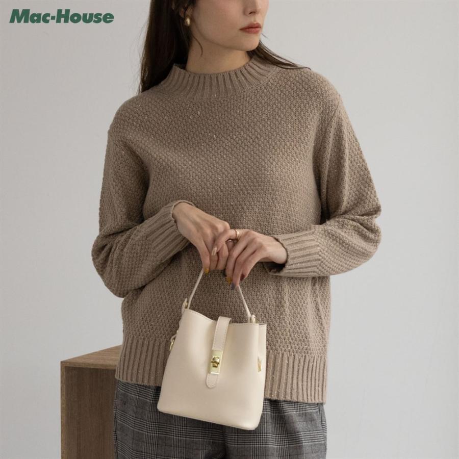 NAVY ニット セーター レディース 鹿の子編み モックネック ハイネック