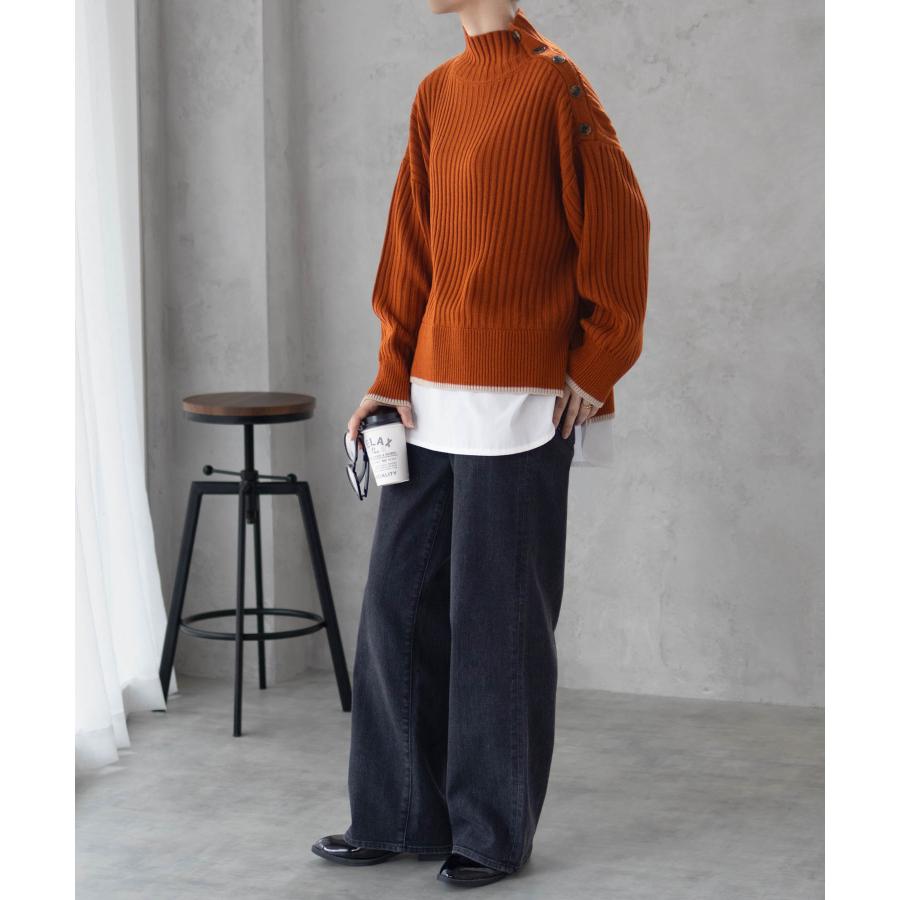 NAVY ニット セーター レディース フェイクレイヤード ハイネック