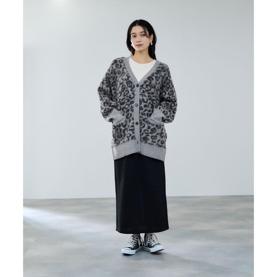 ニット カーディガン レディース シャギー ゆったり レオパード柄