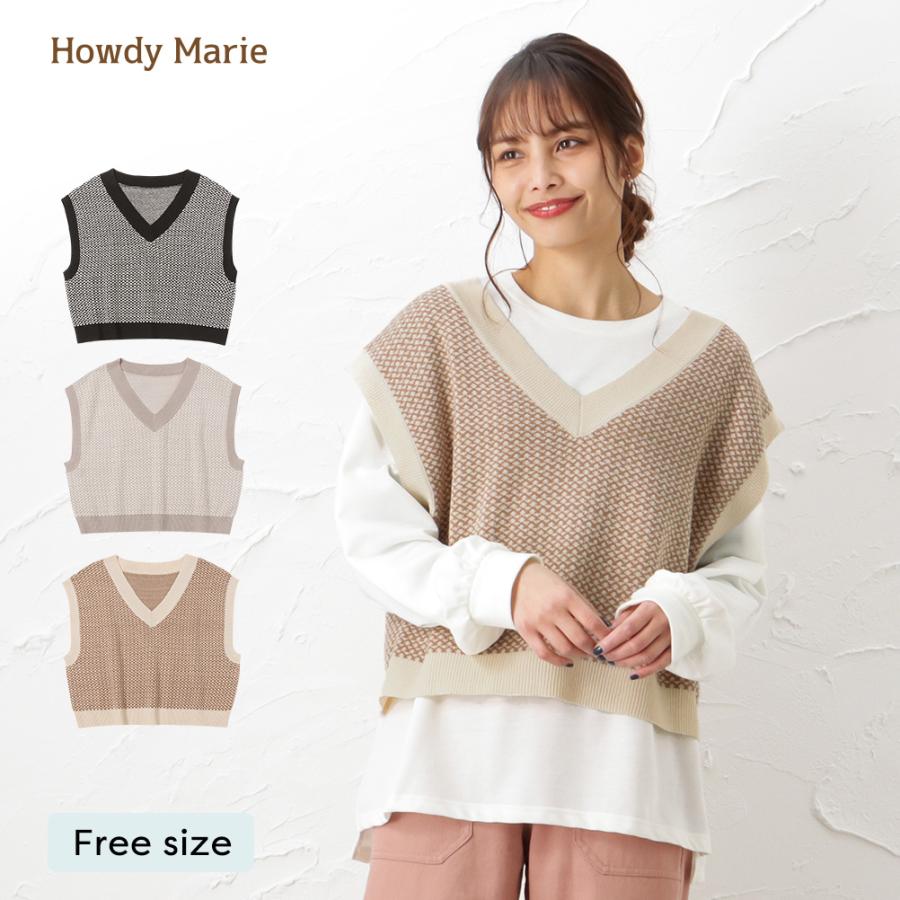 Howdy Marie ニットベスト レディース Vネック オーバーサイズ
