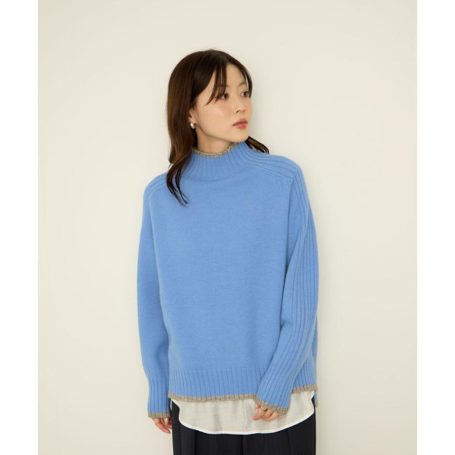 NAVY ニット セーター レディース ドロップショルダー サイドスリット