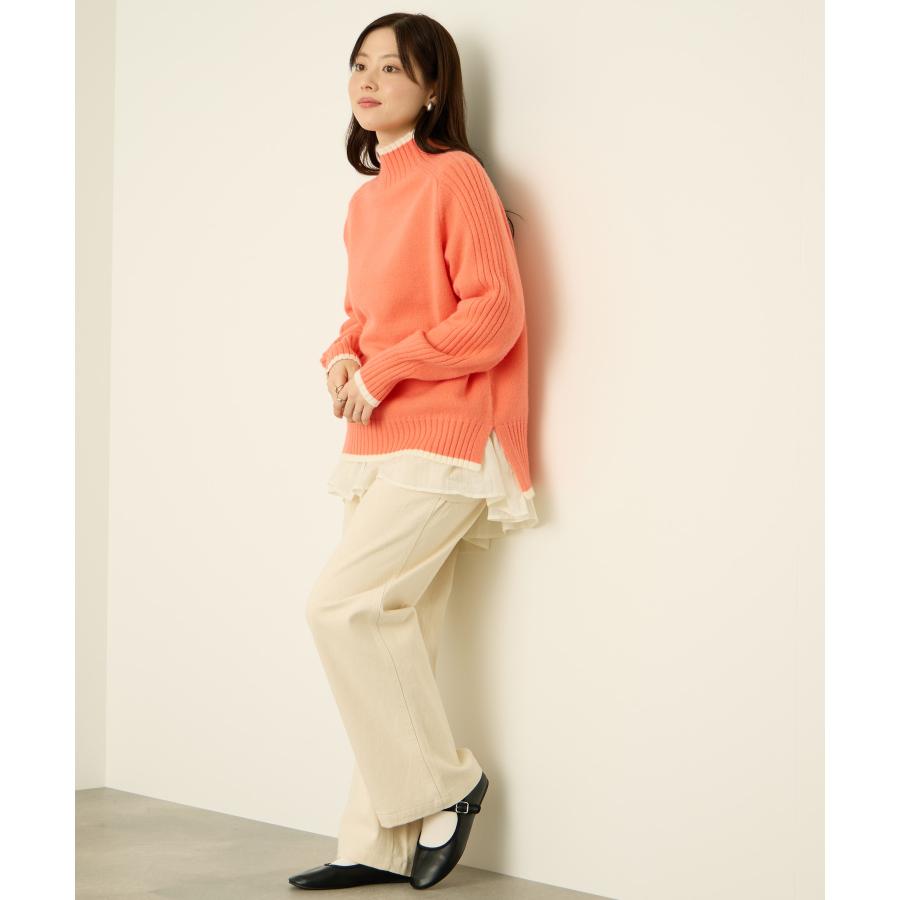 NAVY ニット セーター レディース ドロップショルダー サイドスリット