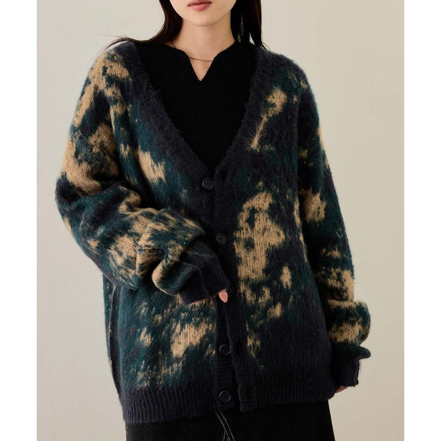 NAVY カーディガン レディース シャギー モヘアタッチ Vネック