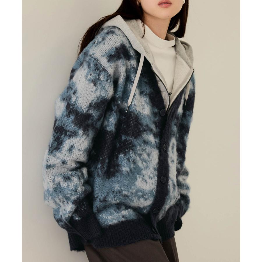 NAVY カーディガン レディース シャギー モヘアタッチ Vネック