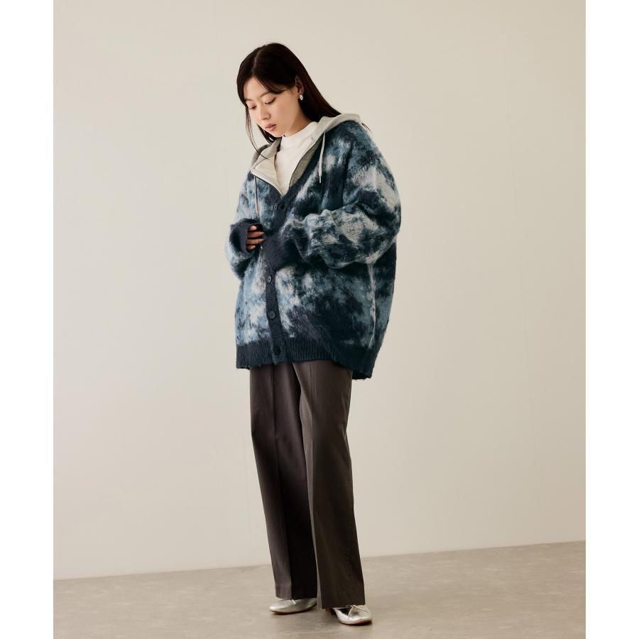 NAVY カーディガン レディース シャギー モヘアタッチ Vネック