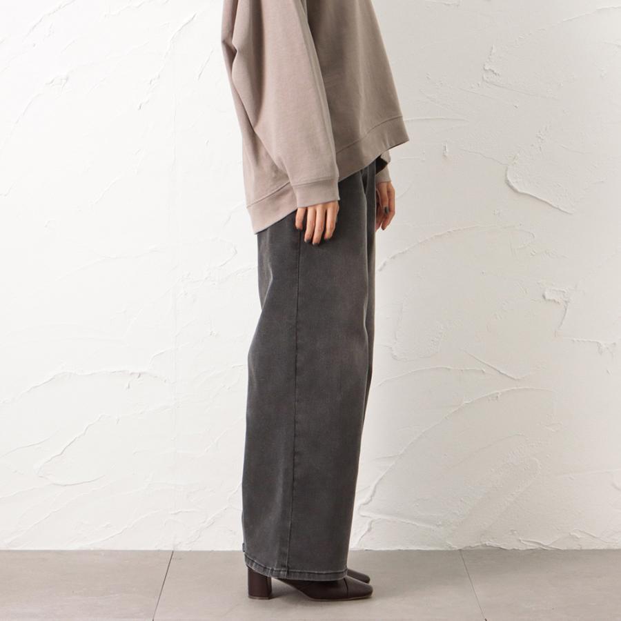 ワイドパンツ レディース ストレッチ ウエストゴム 無地 ベルトループ サスティナブル ジャストレングス ポケット ジーンズ デニム ボトムス Mac House マックハウス 通販 Paypayモール