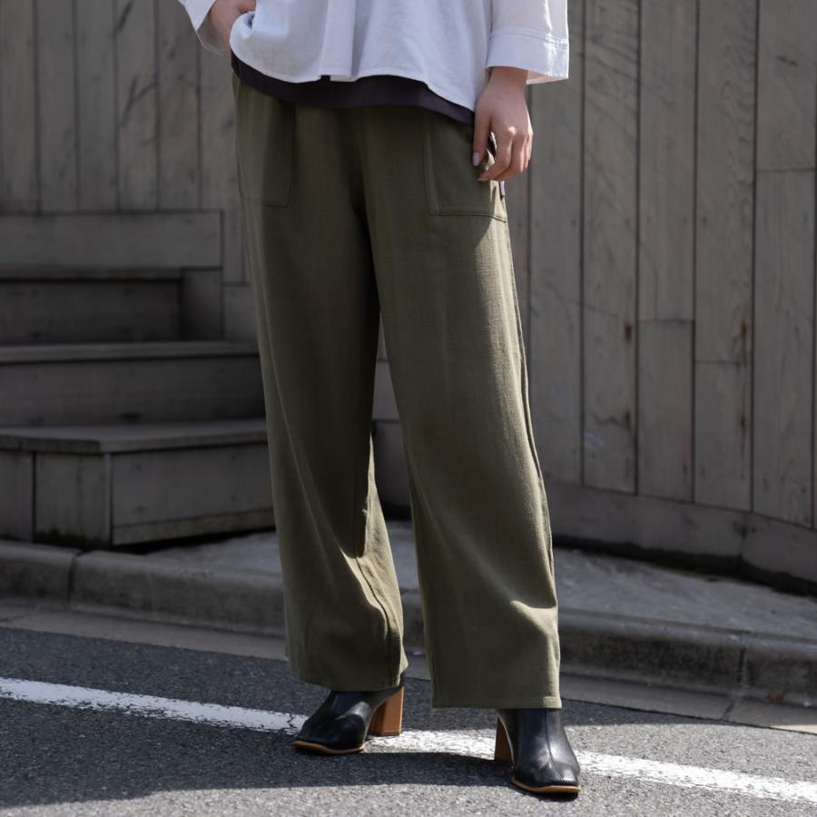 ワイドパンツ レディース レーヨン 麻 無地 ベルト付き ポケット 春 夏 おしゃれ 可愛い シンプル ロングパンツ ベイカーパンツ ボトムス :02321201300:Mac-House(マックハウス) 通販 ワイドパンツ カジュアル 麻 ブラック レーヨン 無地 ガウチョ シンプル 黒