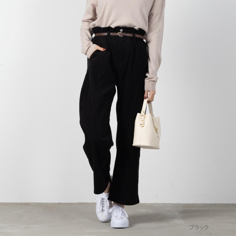 NAVY コーデュロイパンツ レディース ストレッチ ベルト付き ハイ