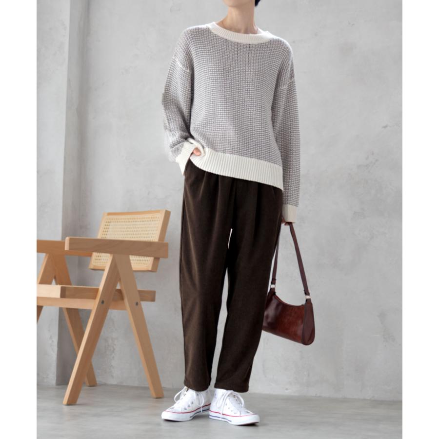 NAVY テーパードパンツ レディース コーデュロイ ウエストゴム 紐