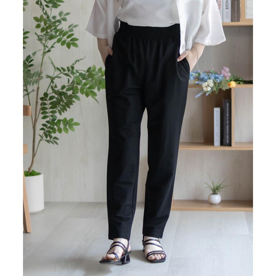 テーパードパンツ レディース 接触冷感 ストレッチ ウエストゴム 紐