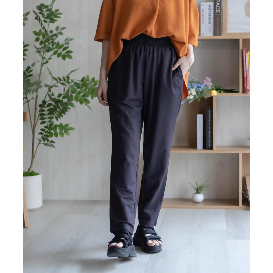 テーパードパンツ レディース 接触冷感 ストレッチ ウエストゴム 紐