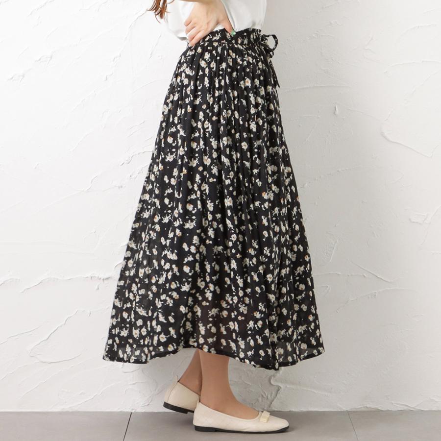 フレアスカート 綿100% レディース コットン ボイル インド綿 ウエスト