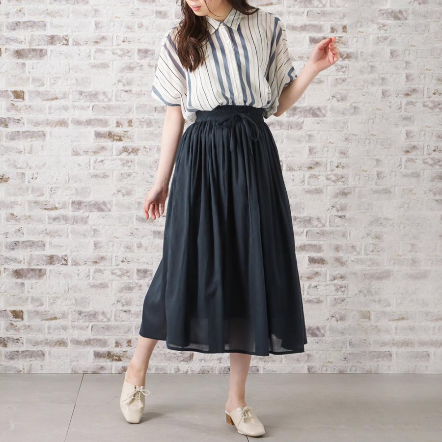 NAVY ロングスカート 綿100% レディース コットン ボイル インド綿