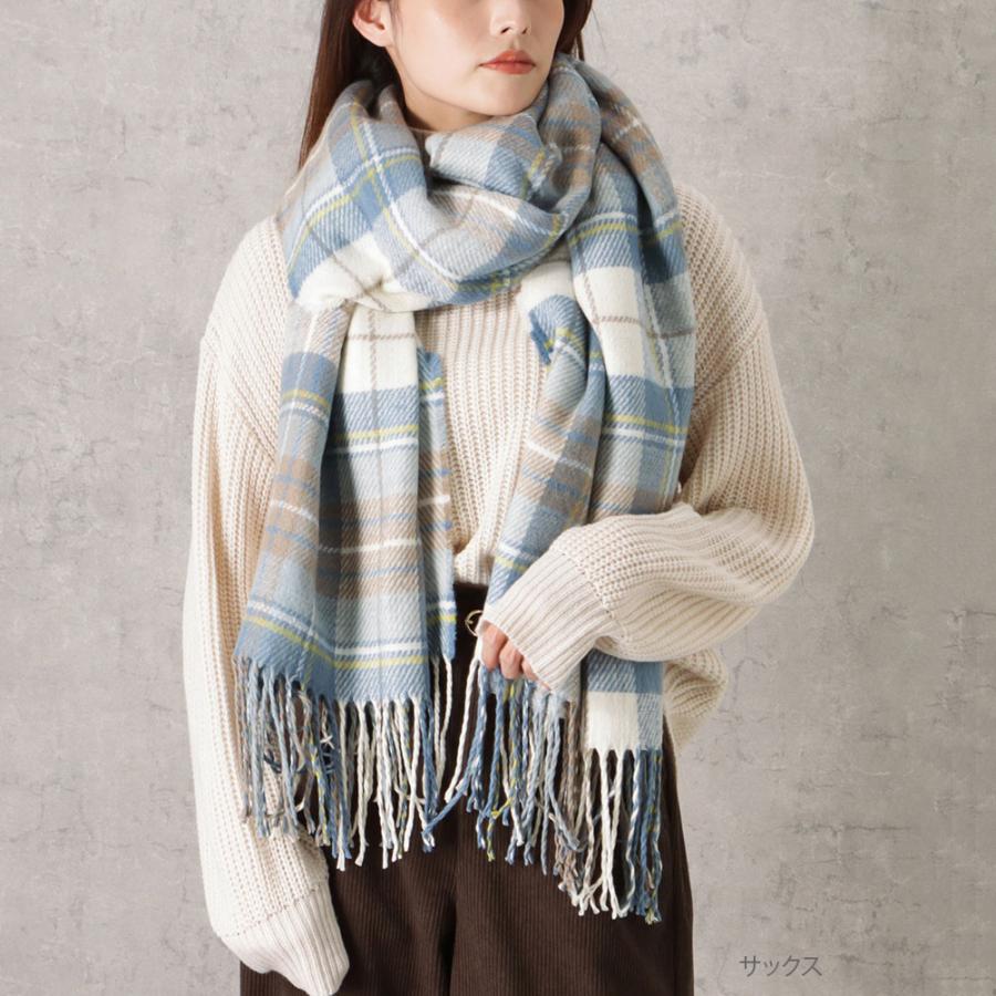 NAVY ストール マフラー レディース 防寒 手洗い可 大判 幅広 チェック