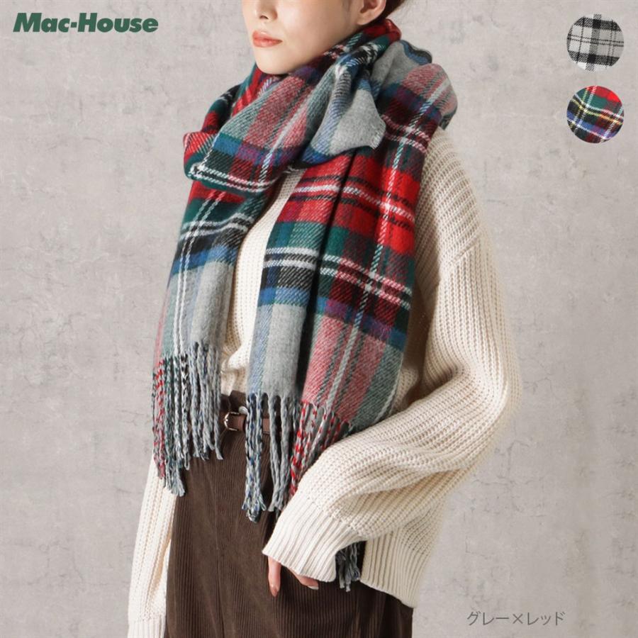 NAVY ストール マフラー レディース 防寒 手洗い可 大判 幅広 チェック