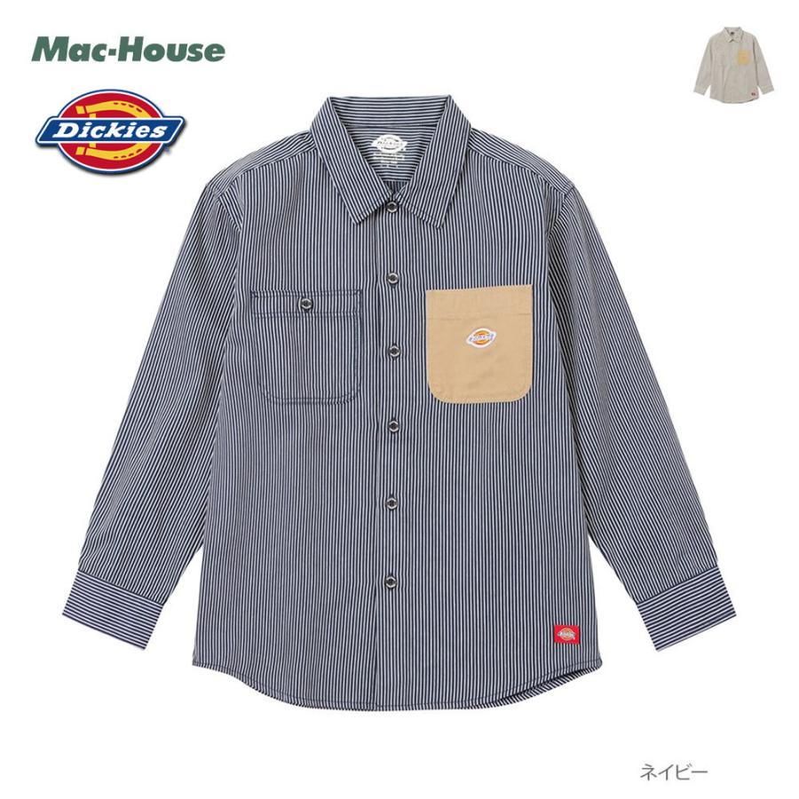 Dickies（ディッキーズ） ワークシャツ キッズ 長袖 ヒッコリー
