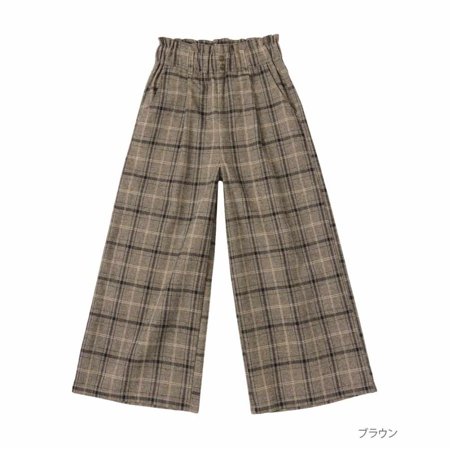 NAVY ワイドパンツ キッズ ウエストゴム チェック柄 ポケット タック