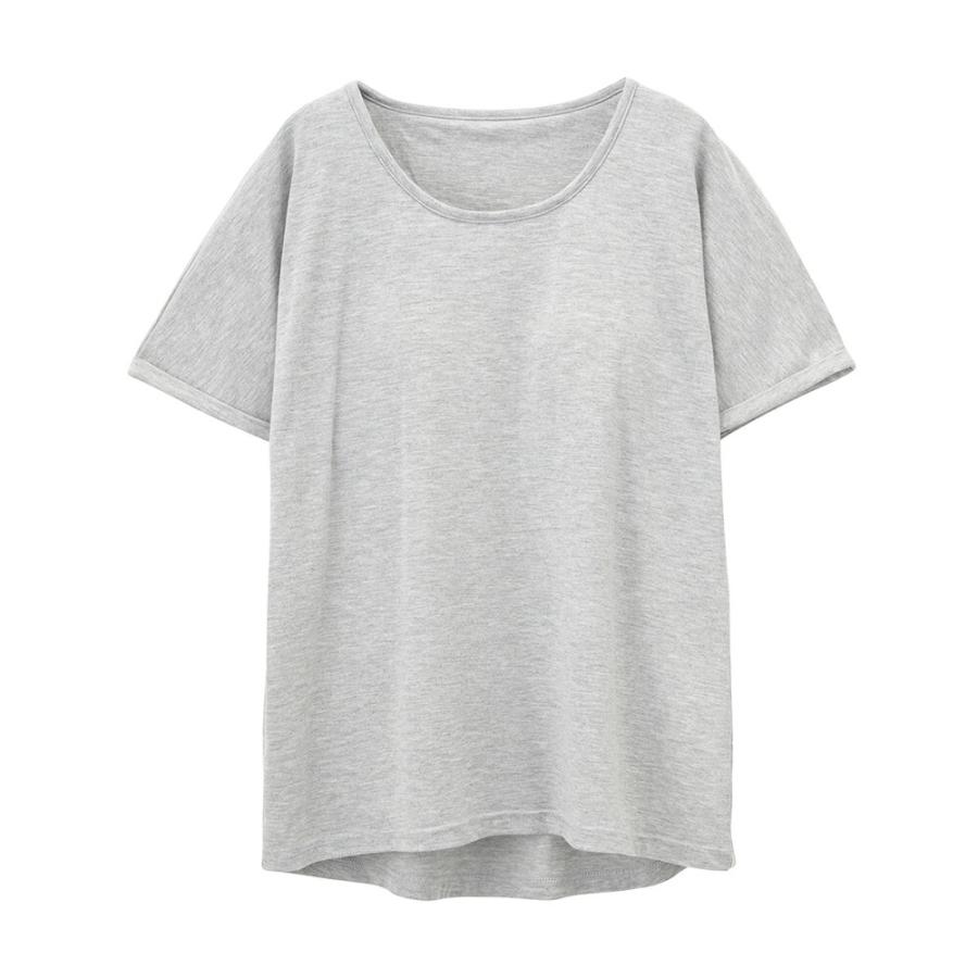 Tシャツ ブラトップ レディース カップ付き インナーシャツ ストレッチ 吸汗 速乾 抗菌防臭 下着 動きやすい 薄手 無地 ボーダー Uネック | ブランド登録なし | 08