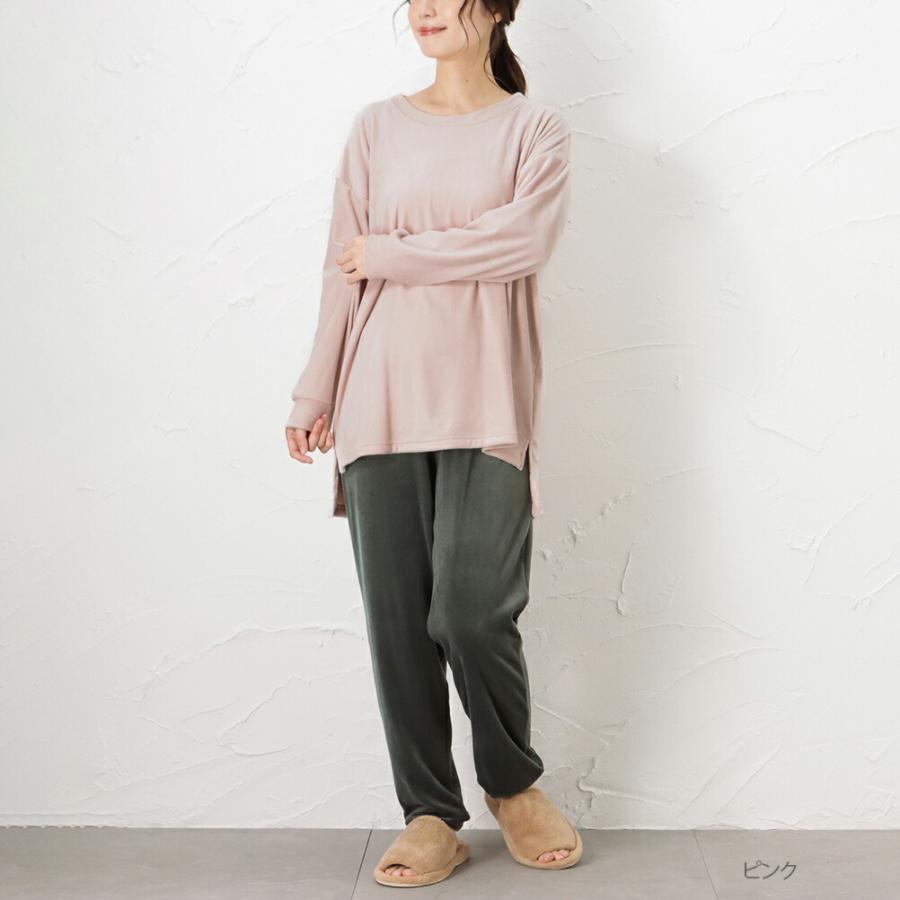 NAVY ルームウェア パジャマ 上下セット ベロア ストレッチ ウエスト