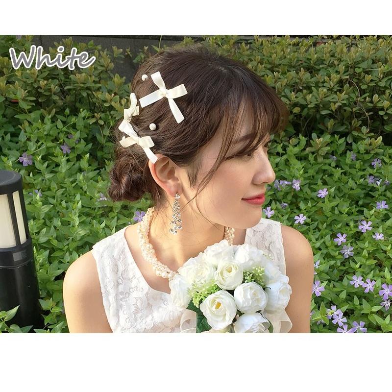 ヘッドドレス ヘアアクセサリー サテン リボンパール Uピン セット 髪飾り ウェディング 結婚式 ブライダル パーティー キッズ 子供 入学式 七五三 pc044｜machree-ys｜03