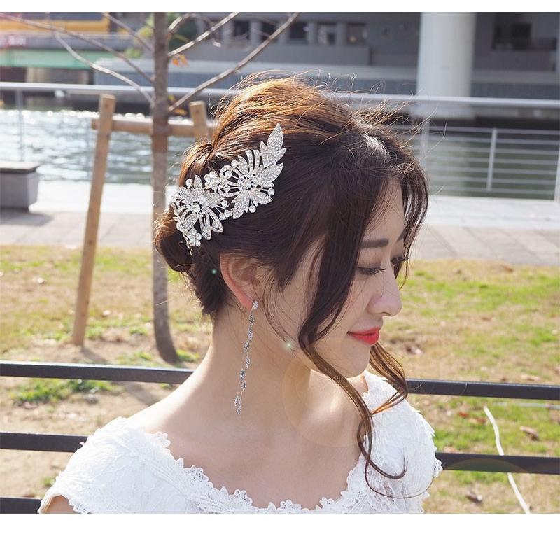 コーム ヘアコーム ビジュー ティアラ フラワー ヘアアクセサリー シルバー 髪飾り ヘッドドレス ヘッドアクセ ウェディング ブライダル 結婚式 花嫁 pc047 |  | 02