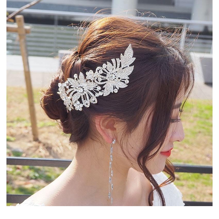 コーム ヘアコーム ビジュー ティアラ フラワー ヘアアクセサリー シルバー 髪飾り ヘッドドレス ヘッドアクセ ウェディング ブライダル 結婚式 花嫁 pc047 |  | 03