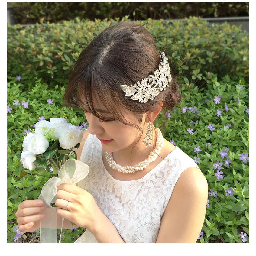 コーム ヘアコーム ビジュー ティアラ フラワー ヘアアクセサリー シルバー 髪飾り ヘッドドレス ヘッドアクセ ウェディング ブライダル 結婚式 花嫁 pc047 |  | 04