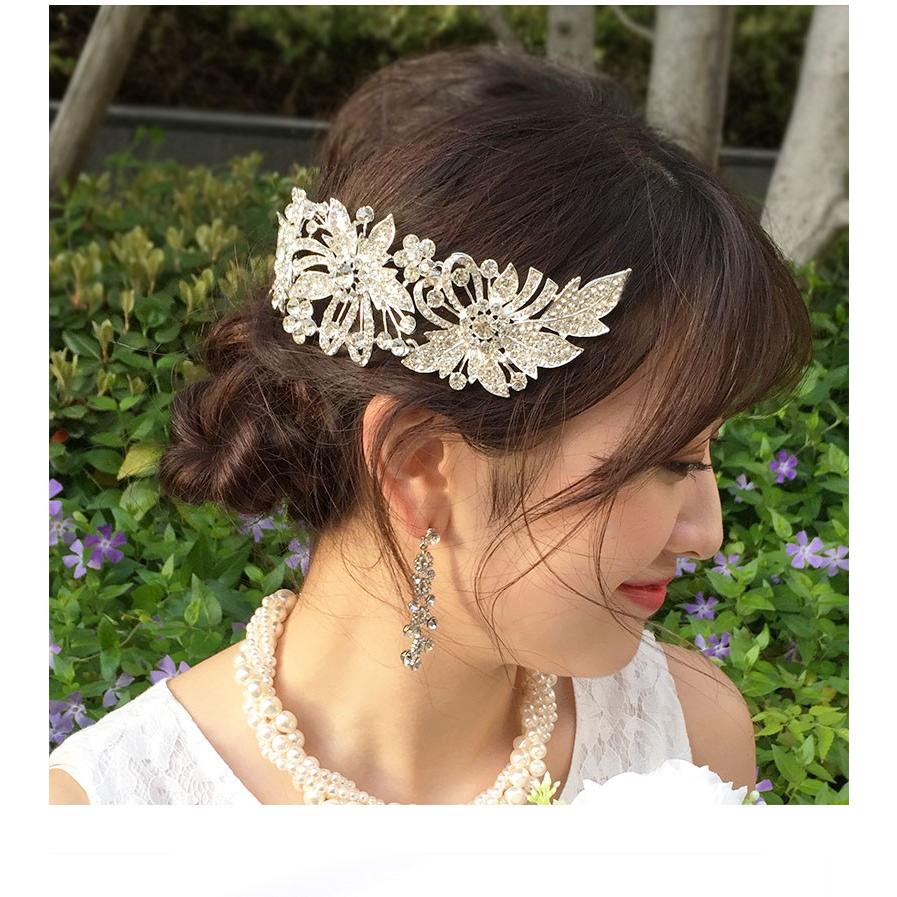 コーム ヘアコーム ビジュー ティアラ フラワー ヘアアクセサリー シルバー 髪飾り ヘッドドレス ヘッドアクセ ウェディング ブライダル 結婚式 花嫁 pc047 |  | 05
