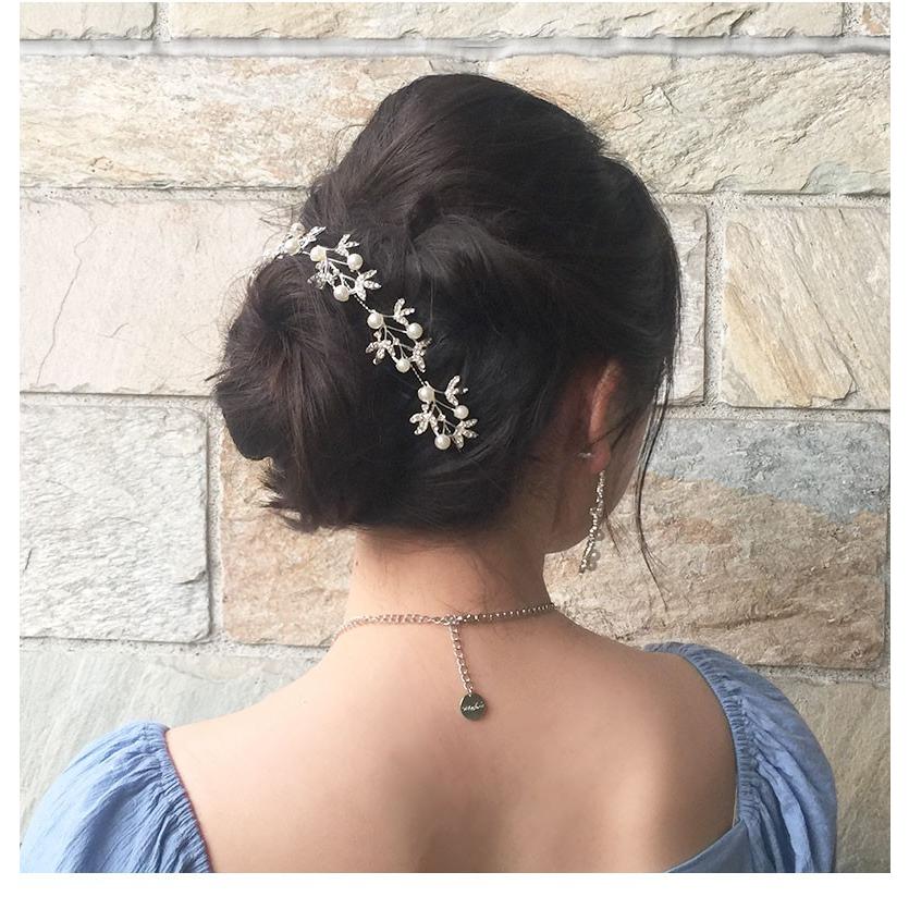ヘッドドレス ヘアアクセサリー バックカチューシャ リーフ 葉っぱ 小枝 ティアラ パール ビジュー  髪飾り ウェディング ブライダル 結婚式 二次会 pc090 |  | 05