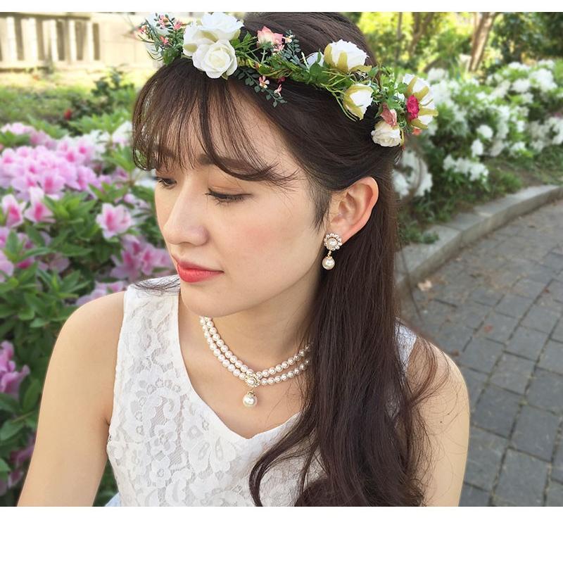 セット ネックレス ピアス イヤリング set チョーカー パール ビジュー 