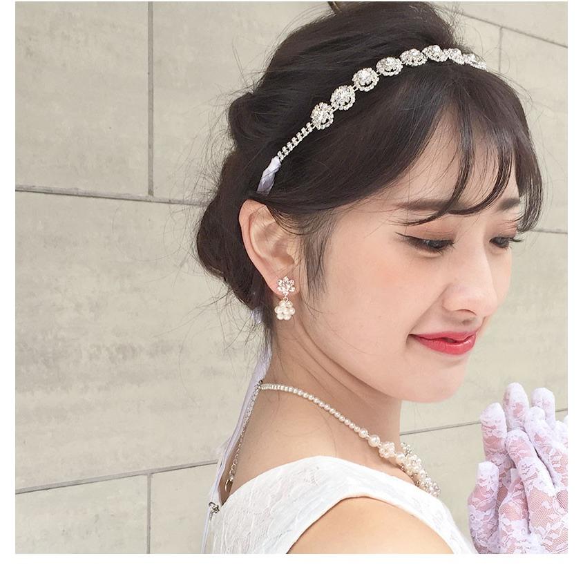 e.m. D.U.E　ピアス　結婚式　パール　華やか　イーエム セール】5連 パール ロング ピアス パーティー 結婚式 お呼ばれ