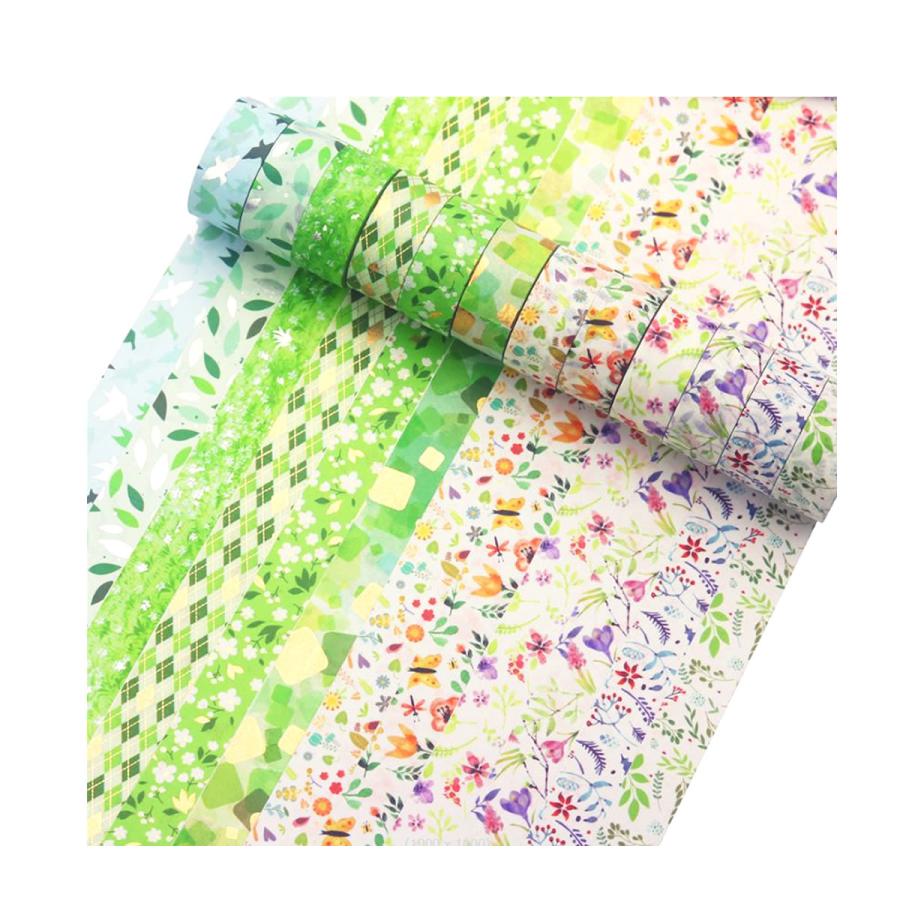 マスキングテープ 12巻セット マステ フラワーグリーン 15mm×3m 草花