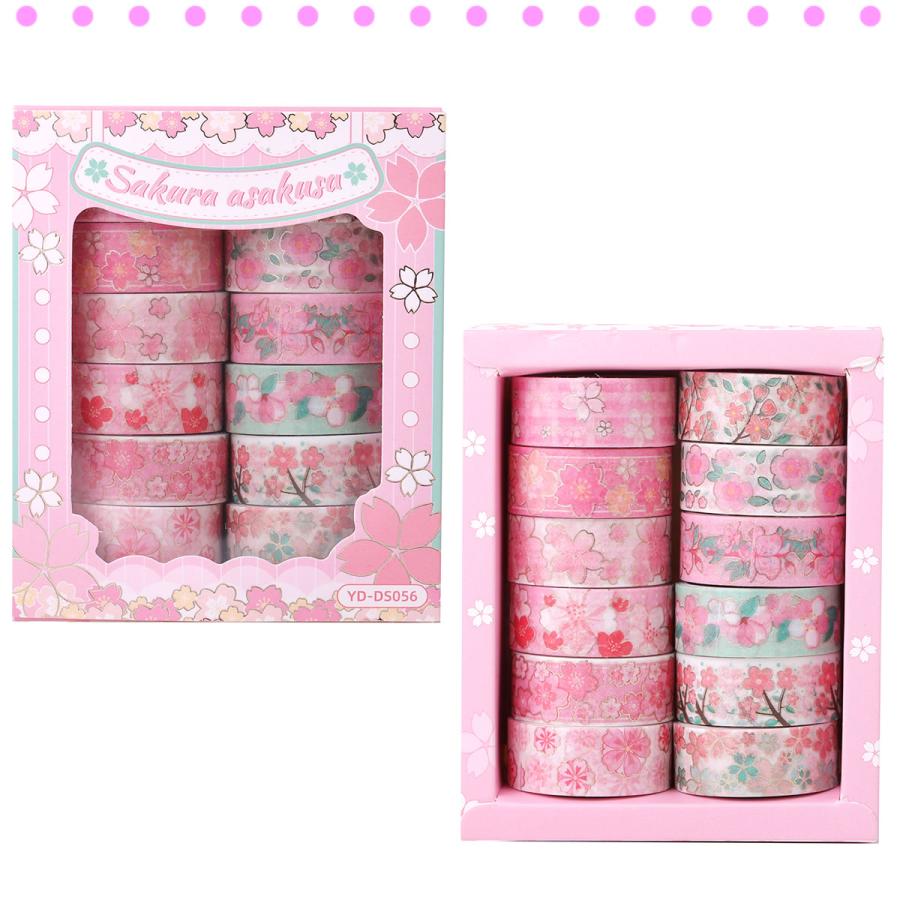 マステ 桜 ⑤ 切り売り マスキングテープ 12巻セット マステ 桜 15mm×2m 桜柄 花びら 春